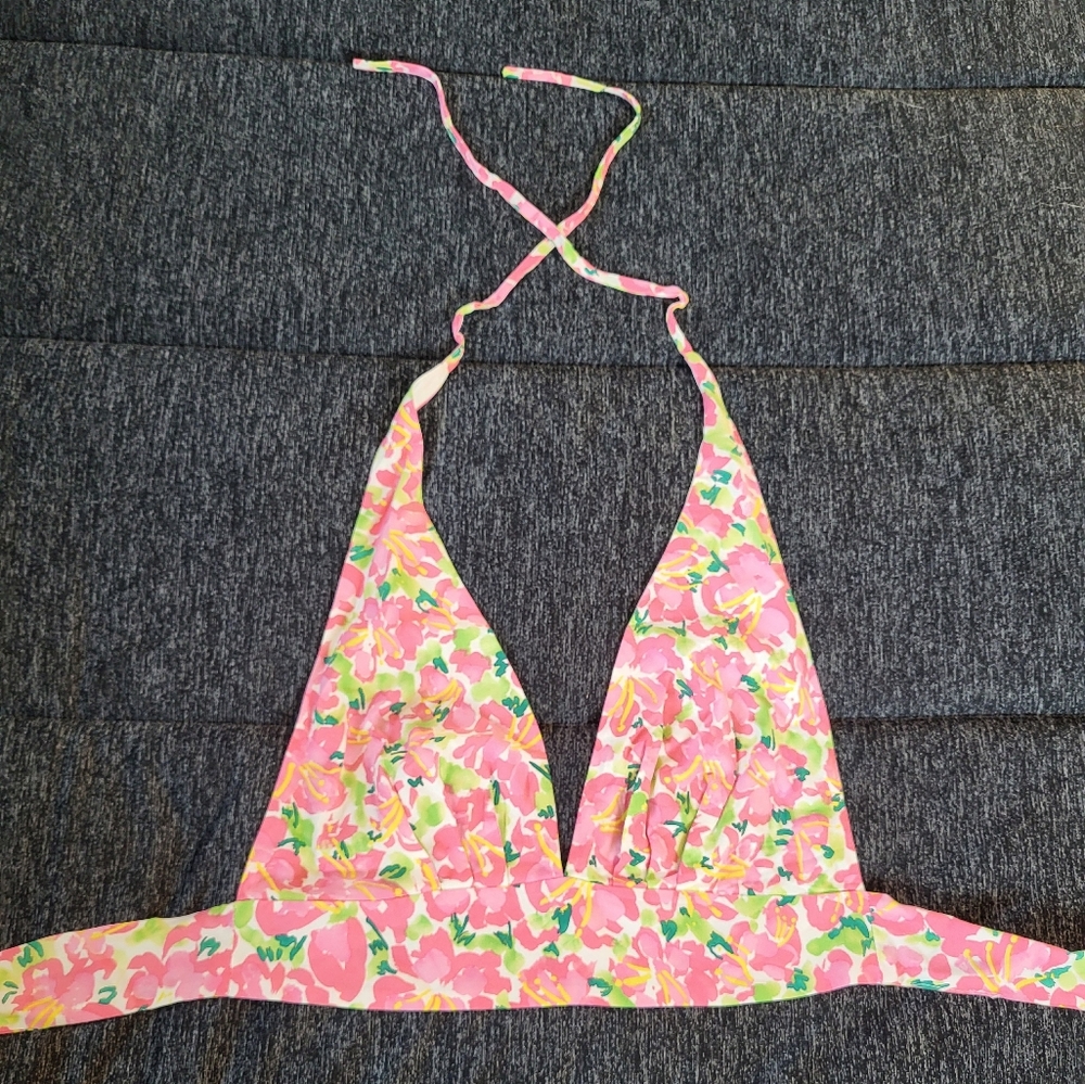 Seven Wonders - Asuka Halter Neck Top in Pink Green Floral Size M - Picture 2 of 5